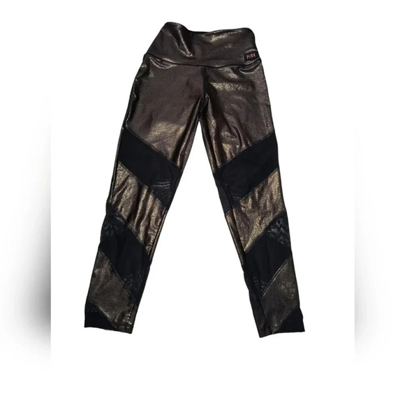 PINK Victoria's Secret Ultimate Bronze Metallic Mesh Athletic Yoga Leggings, S - Picture 2 of 10